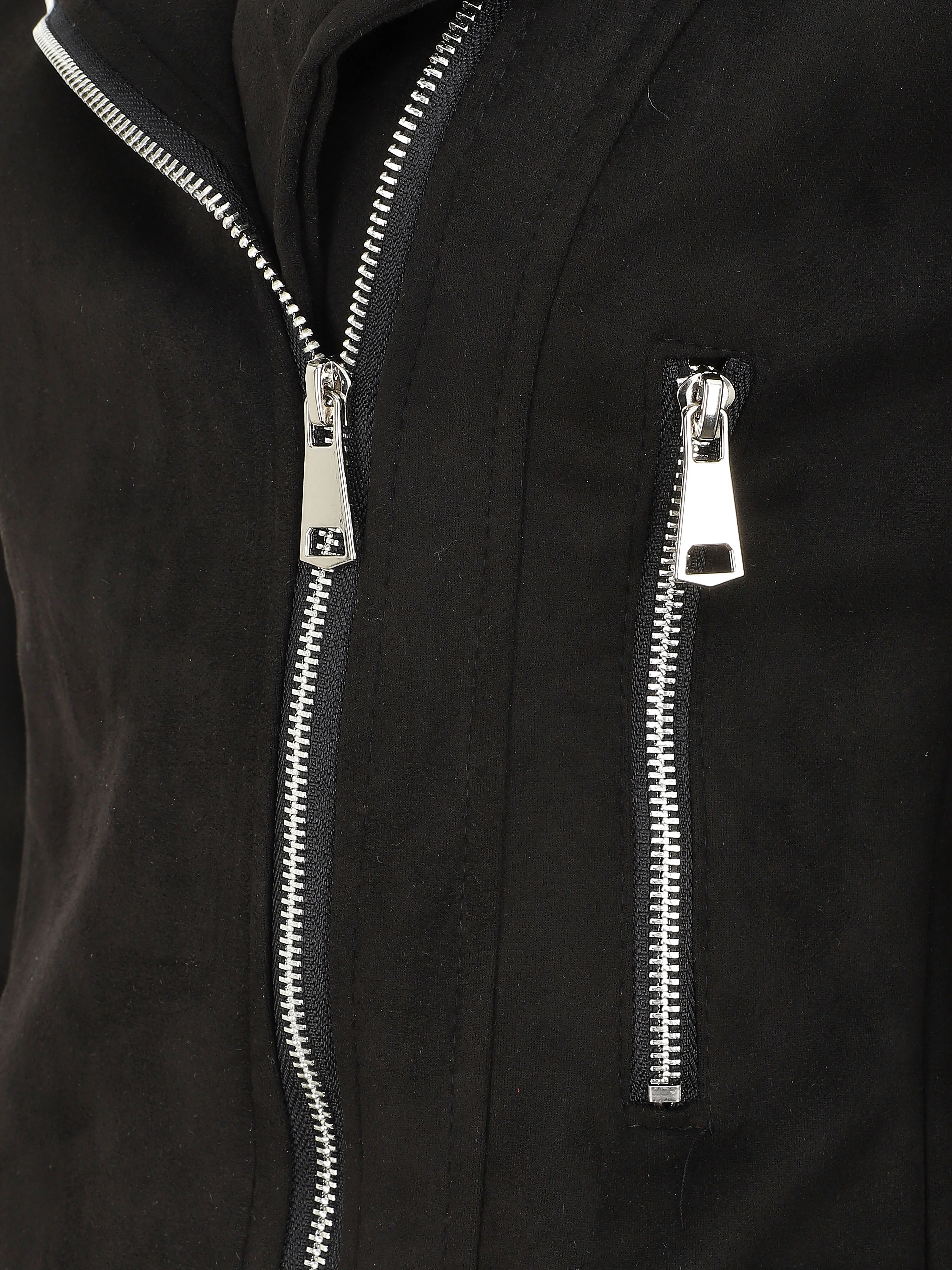 Perfecto-stijl suède jas - Zwart - Image 3