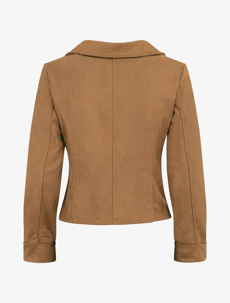Perfecto-stijl suède jas - Kameel - Image 2