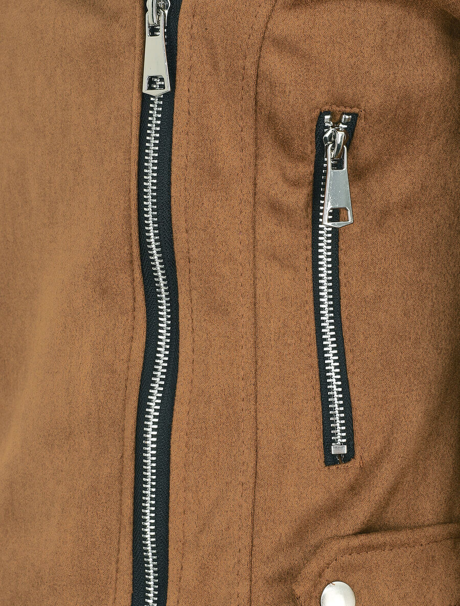 Perfecto-stijl suède jas - Kameel - Image 3