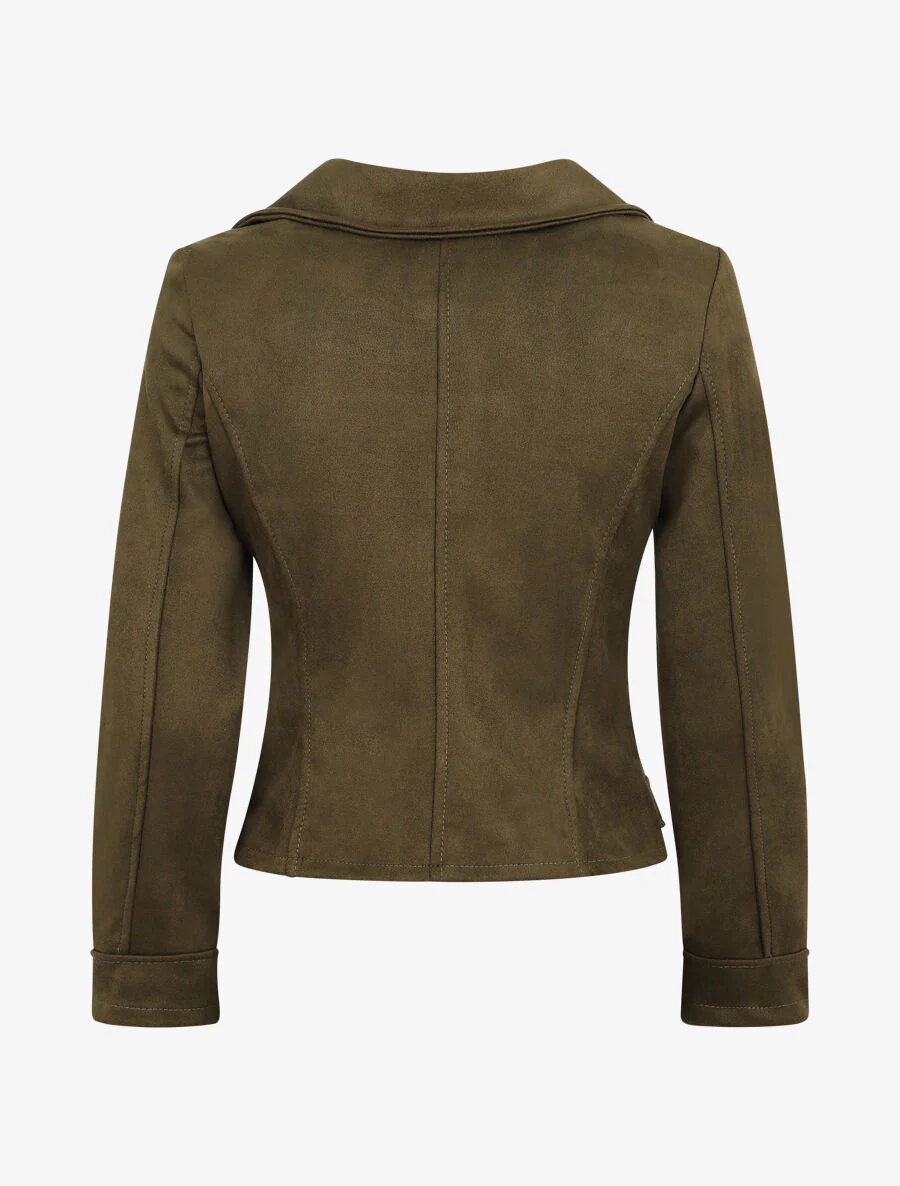 Perfecto-stijl suède jas - Kakigroen - Image 2