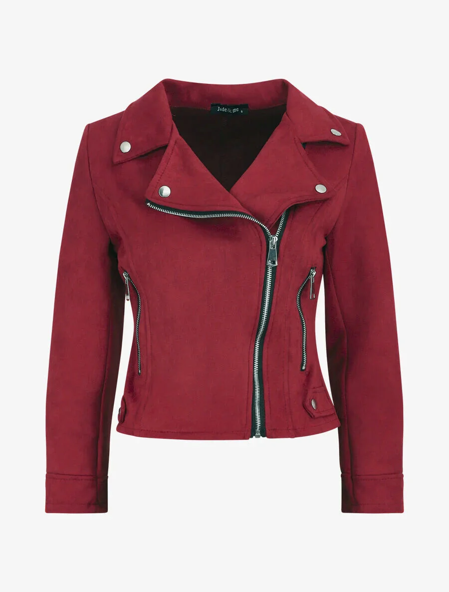 Perfecto-stijl suède jas - Bordeaux