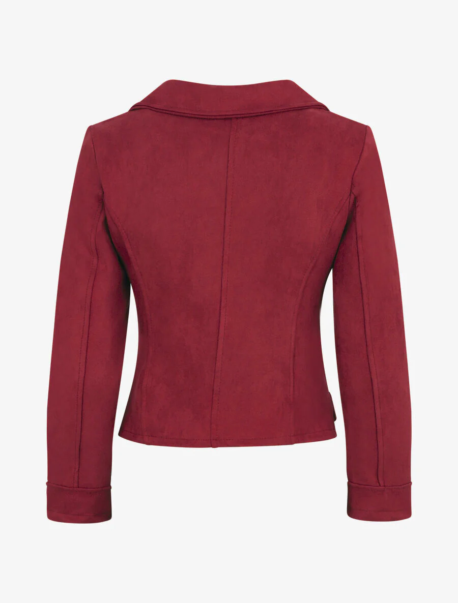 Perfecto-stijl suède jas - Bordeaux - Image 2