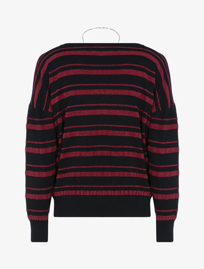 Gestreepte trui in flanel - wijnrood/zwart - Image 2