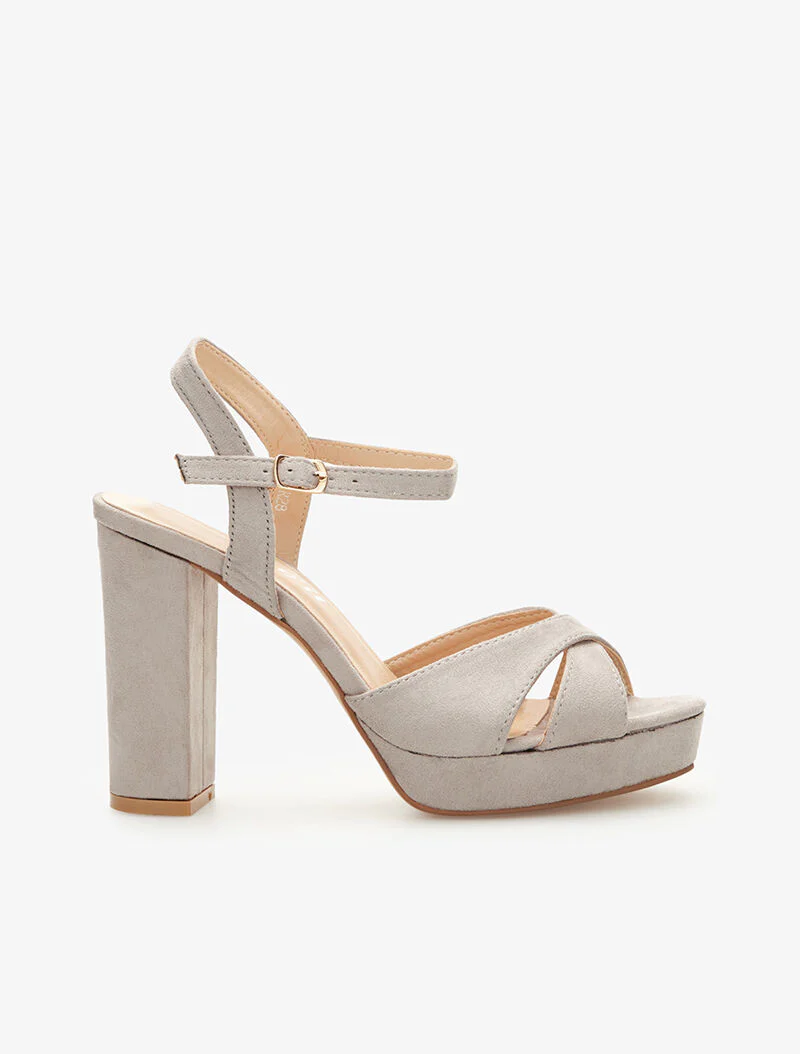 Plateau sandalen met gekruiste bandjes - grijs