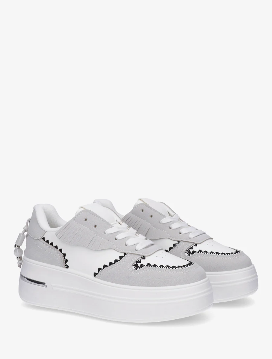 Plateau sneakers en kwastjes - Wit - Image 4