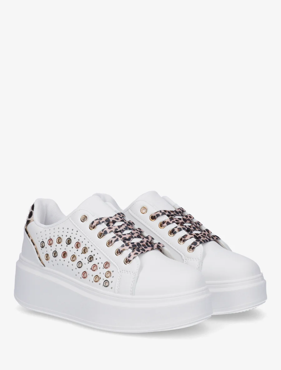 Plateauzolen sneakers met oogjes - Beige - Image 4