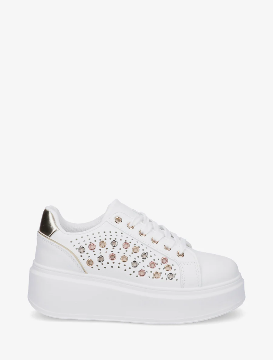 Plateauzolen sneakers met oogjes - Goud