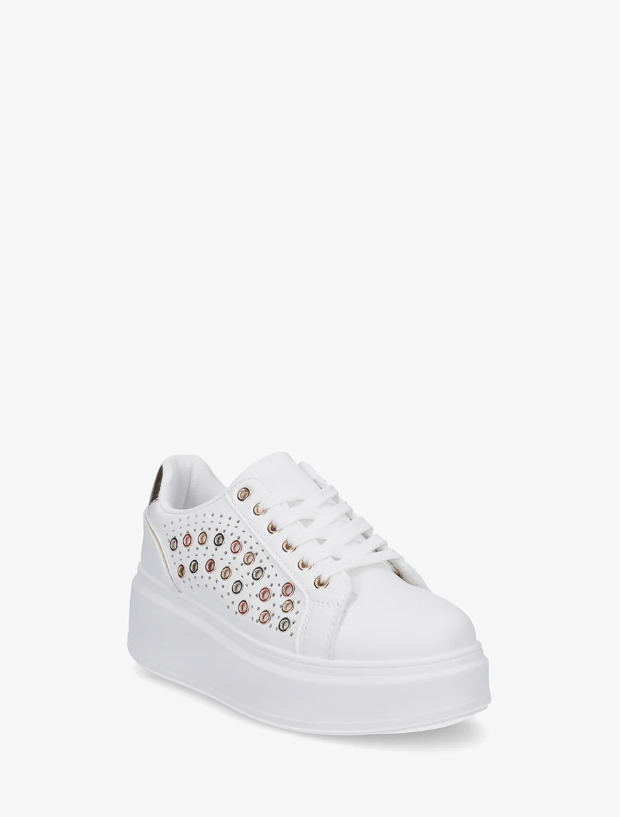 Plateauzolen sneakers met oogjes - Goud - Image 2