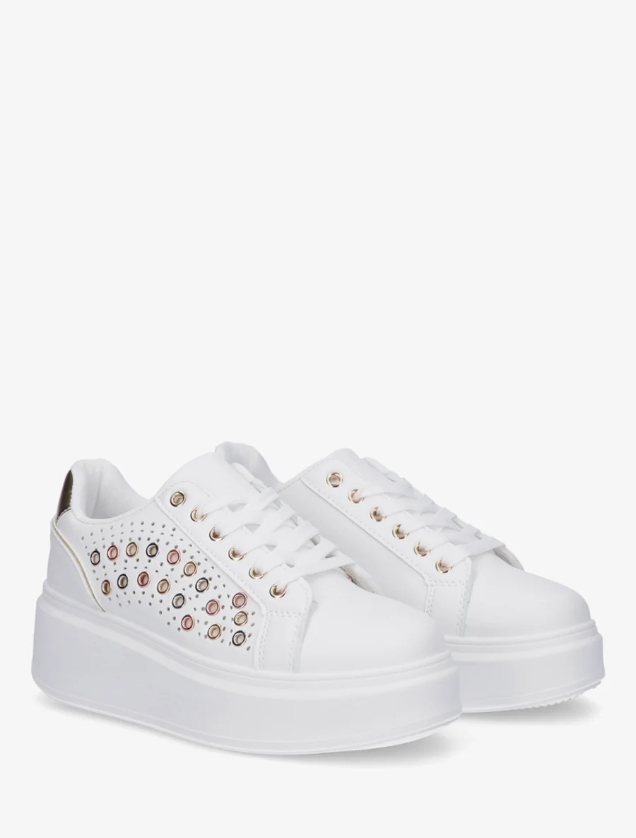 Plateauzolen sneakers met oogjes - Goud - Image 4