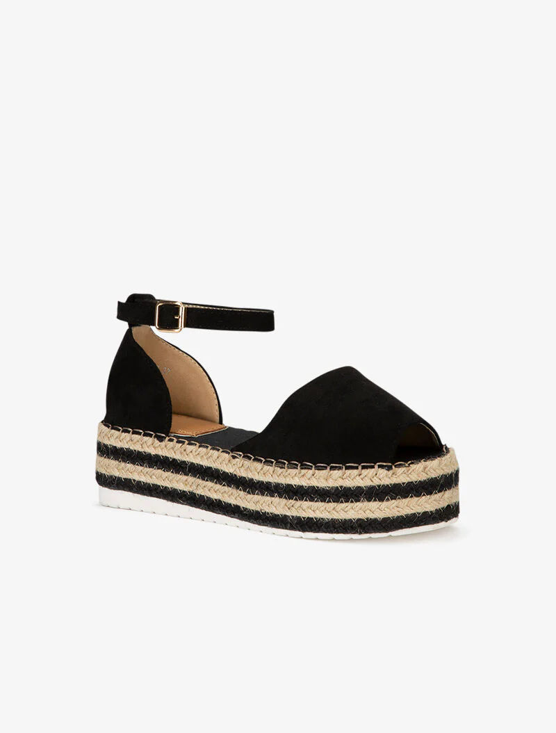 Plateau sandalen met open ronde neuzen - zwart - Image 2