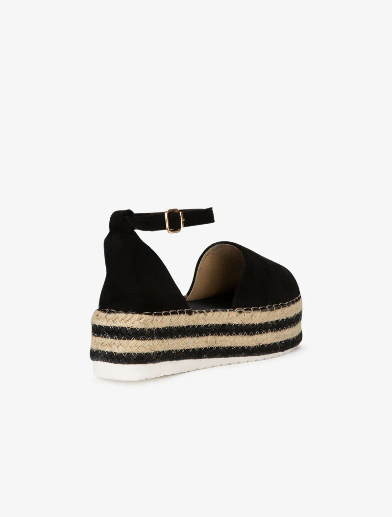 Plateau sandalen met open ronde neuzen - zwart - Image 4