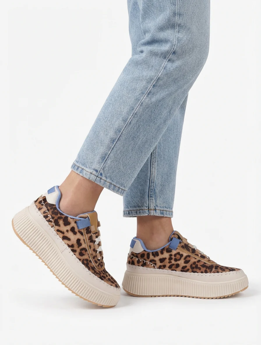 Platformzool sneakers met print - Kameel - Image 5