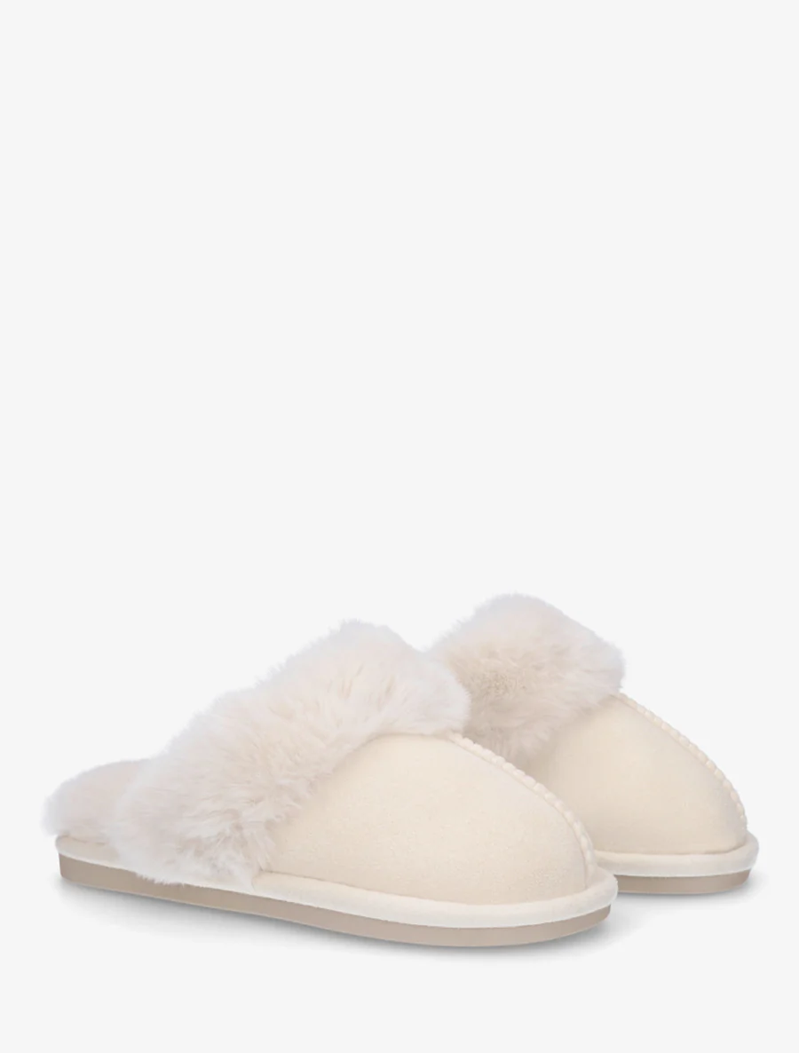 Platte gevoerde muiltjes - Beige - Image 4