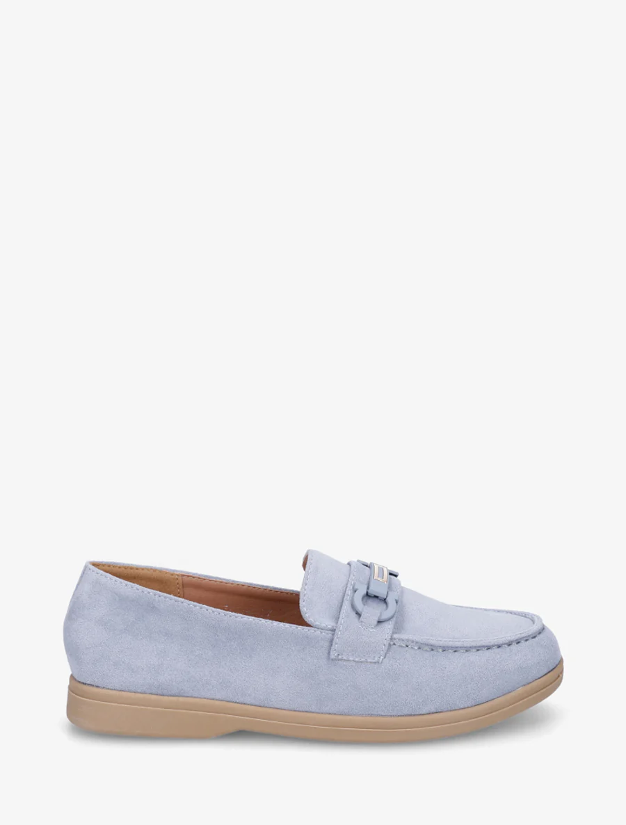 Platte loafers van suèdine - Lichtblauw