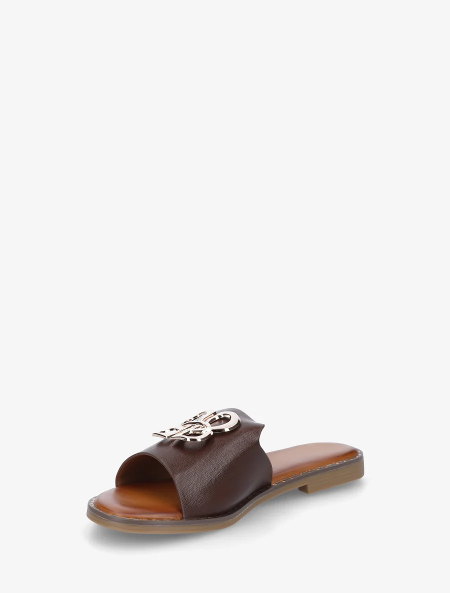 Platte muiltjes met fantasiegesp - Bruin - Image 3