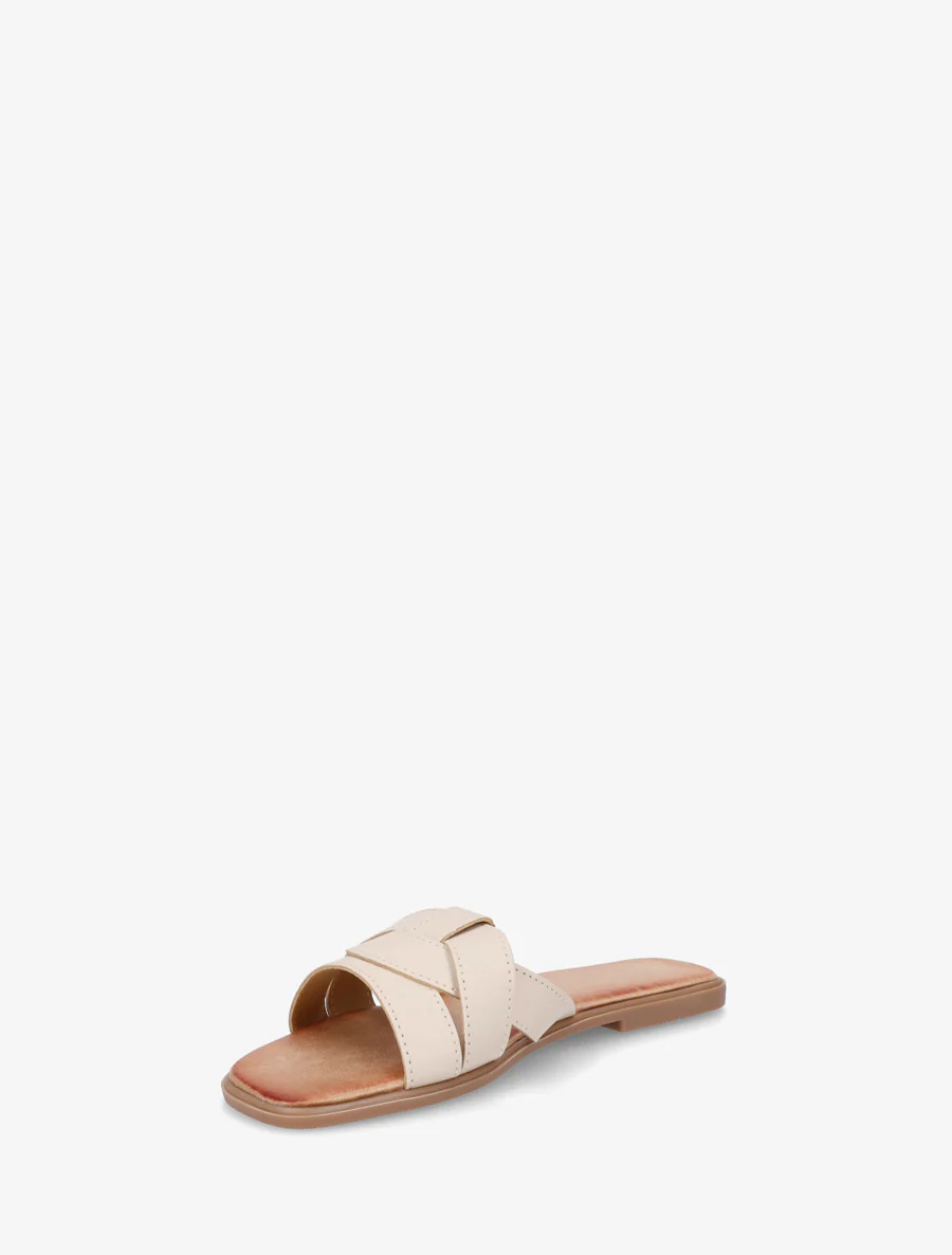 Platte muiltjes met gekruiste bandjes - Beige - Image 3