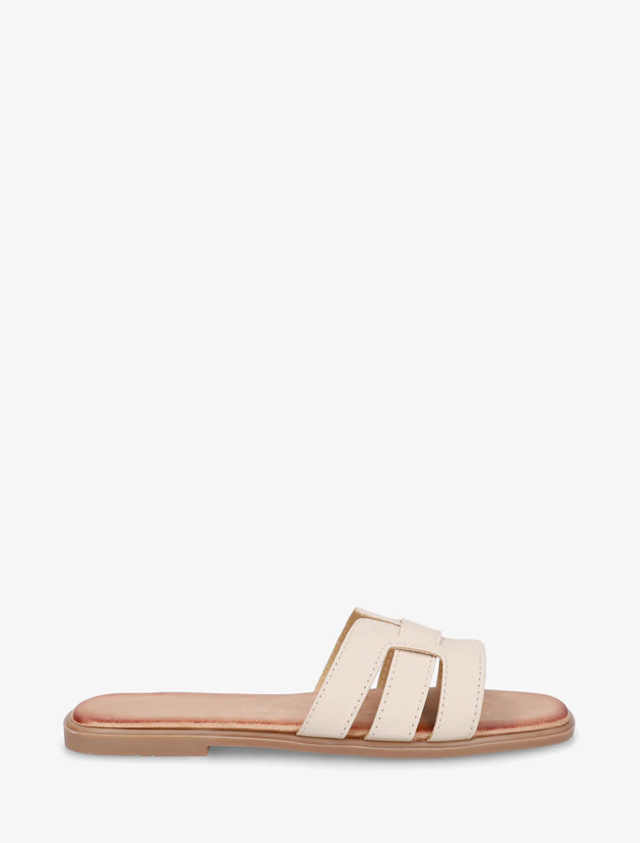 Platte muiltjes met gevlochten band - Beige