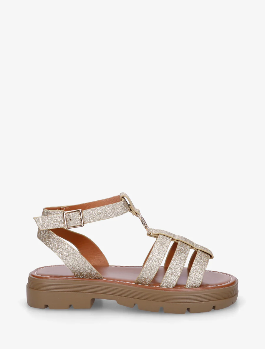 Platte sandalen in Spartaanse stijl - Goud