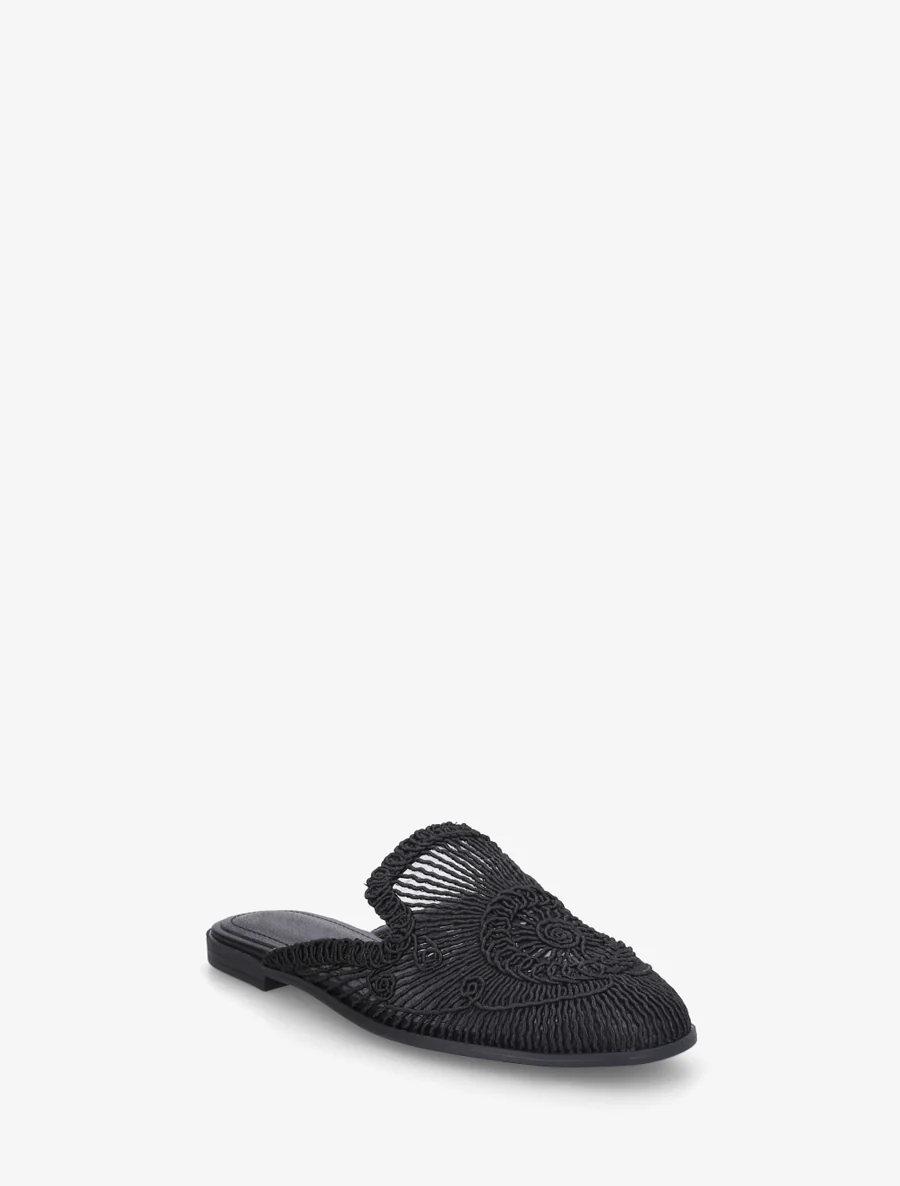 Platte sandalen in touwstijl - Zwart - Image 2