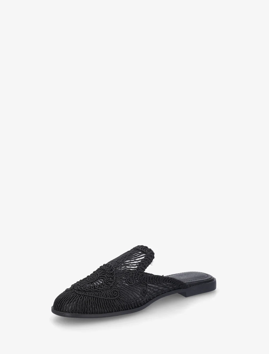 Platte sandalen in touwstijl - Zwart - Image 3
