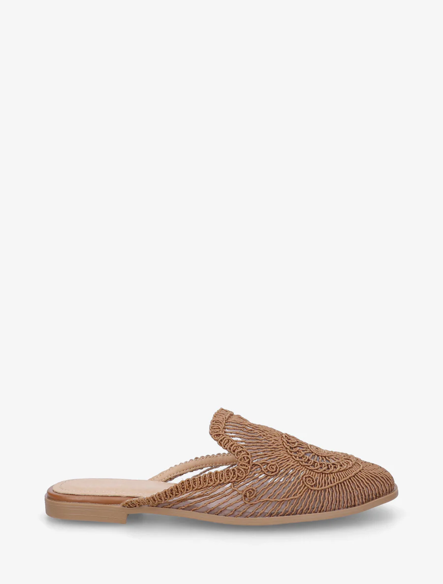 Platte sandalen in touwstijl - Bruin