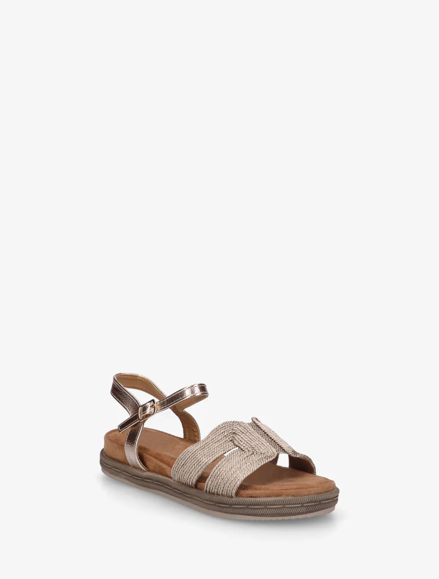 Platte sandalen met bandjes van koord. - Roségoud - Image 2