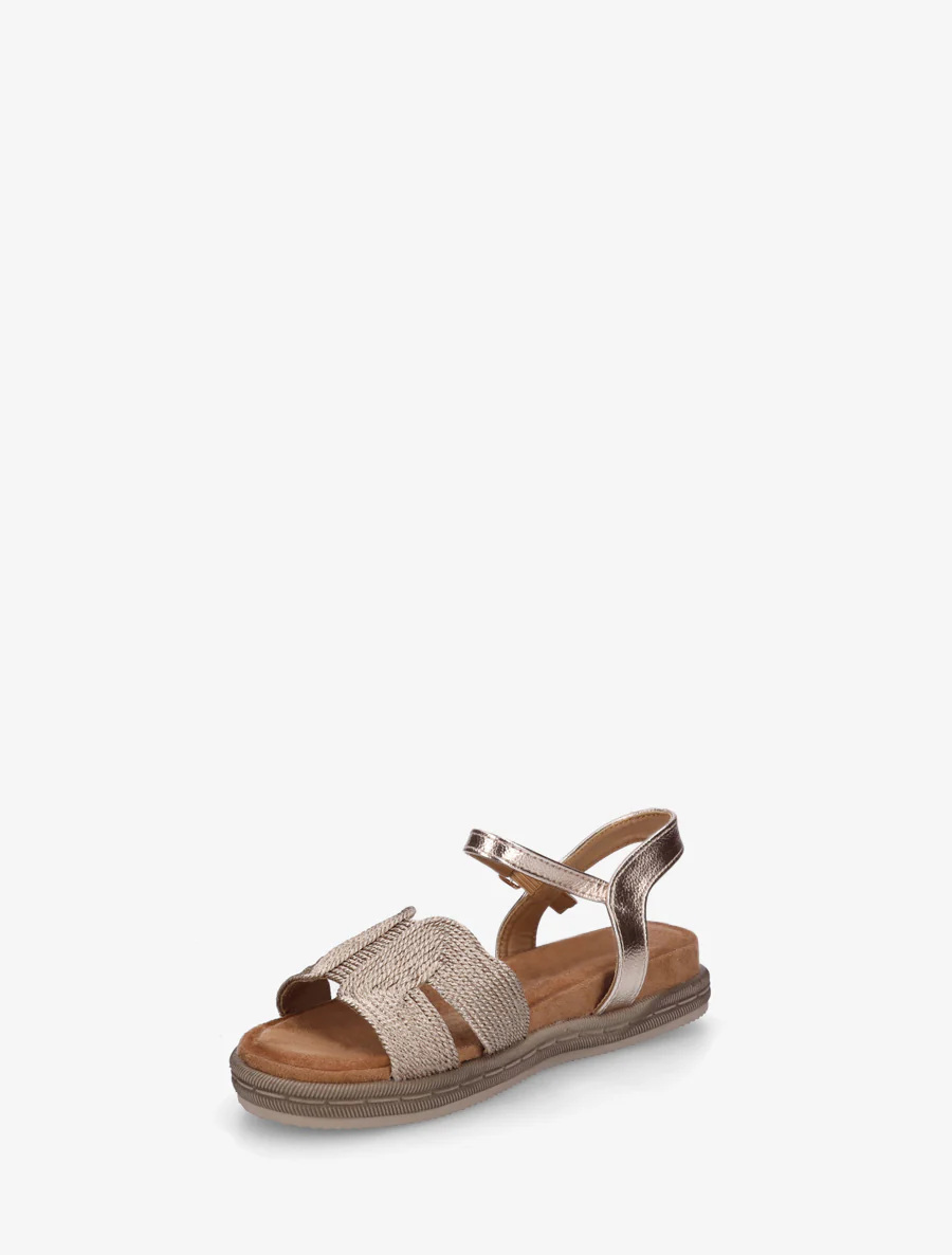Platte sandalen met bandjes van koord. - Roségoud - Image 3