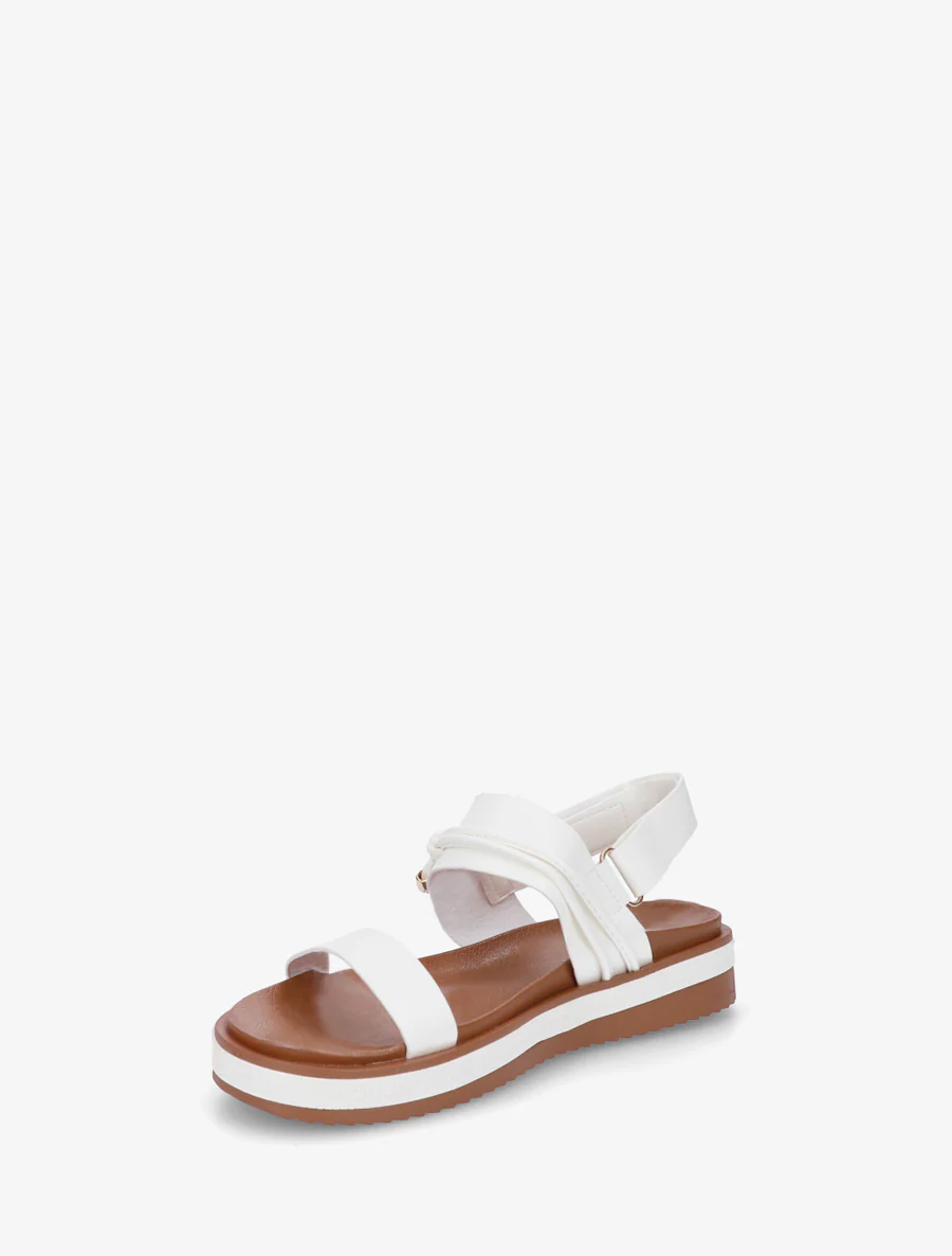 Platte sandalen met decoratieve metalen gesp. - Wit - Image 3