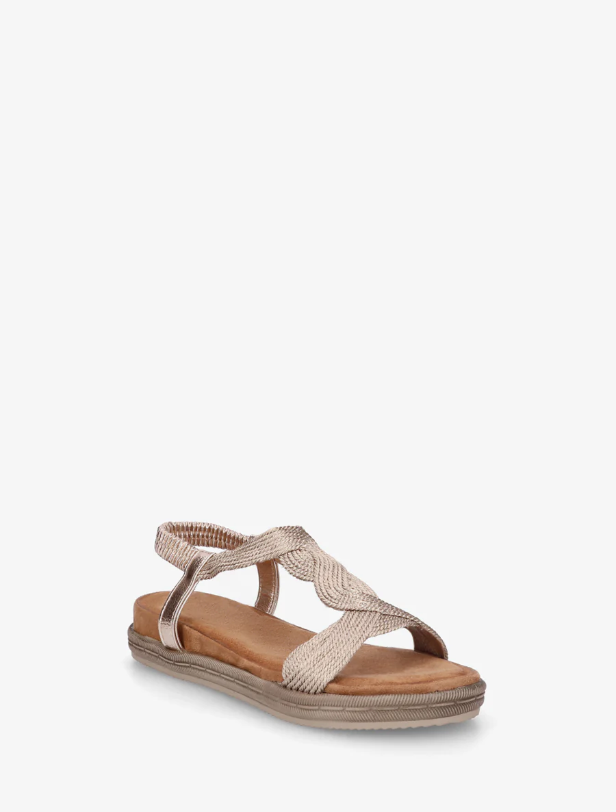 Platte sandalen met elastische enkelband - Roségoud - Image 2