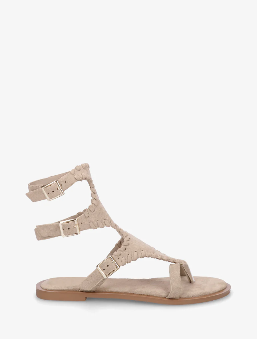 Platte sandalen met teenstuk en hoge schacht - Mol