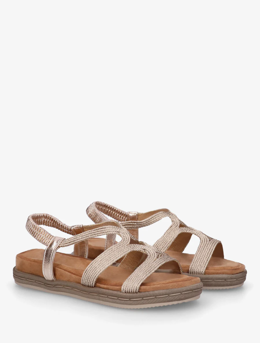 Platte sandalen van touwtjes - Roségoud - Image 4