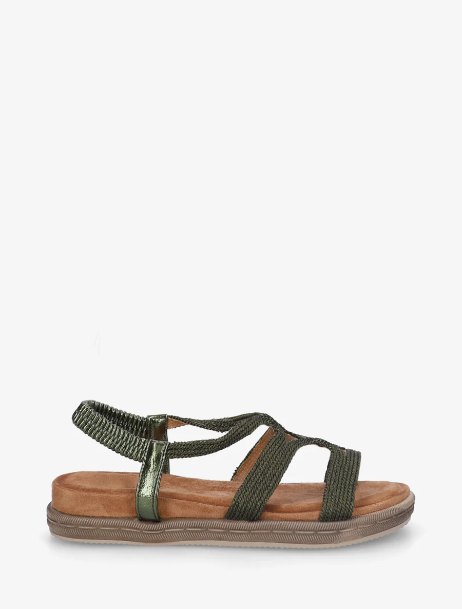 Platte sandalen van touwtjes - Kaki