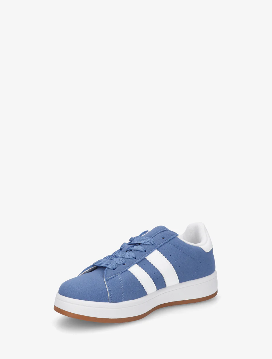 Platte sneakers met contrasterende strepen - Blauw - Image 3