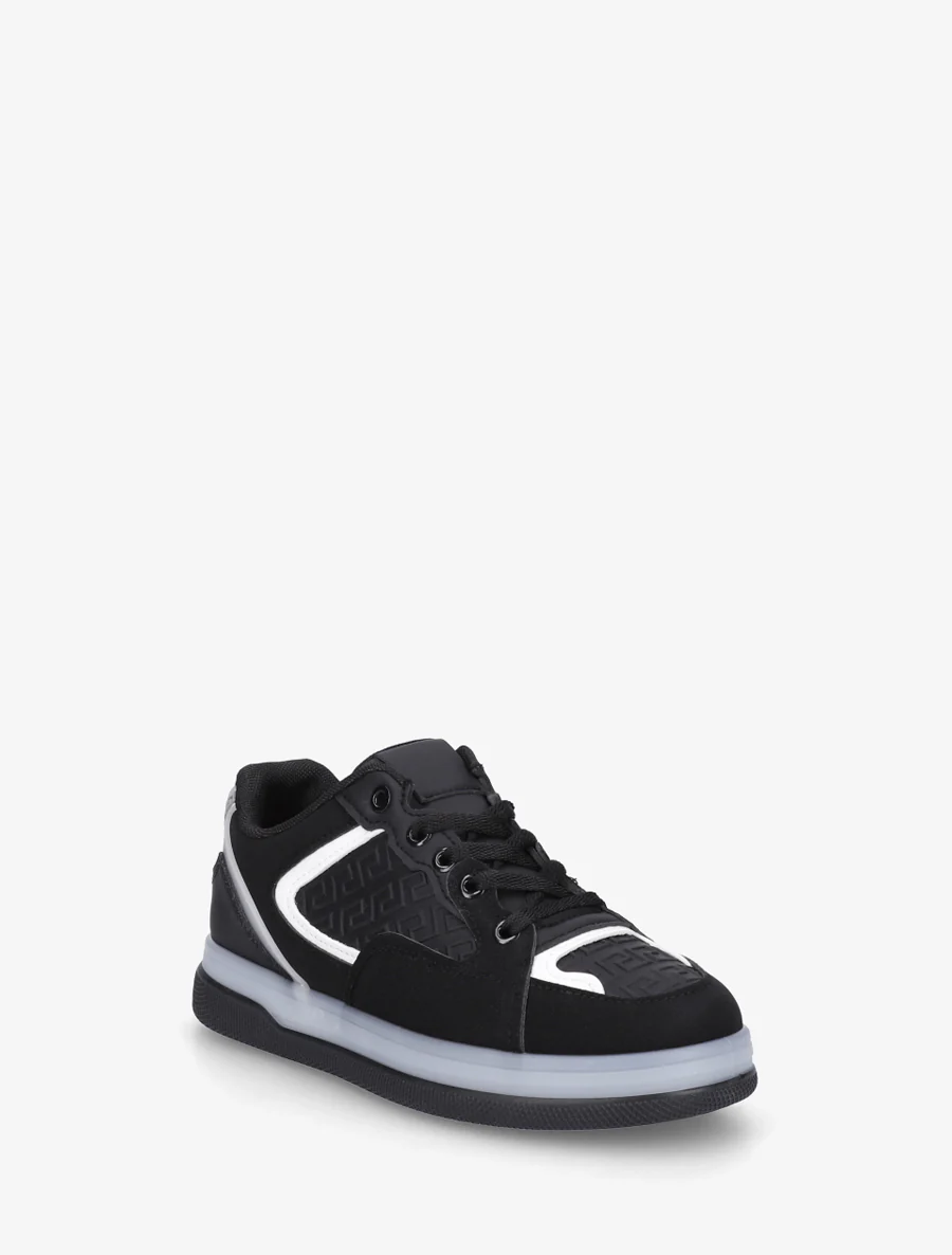 Platte sneakers met Grieks golfpatroon - Zwart - Image 2