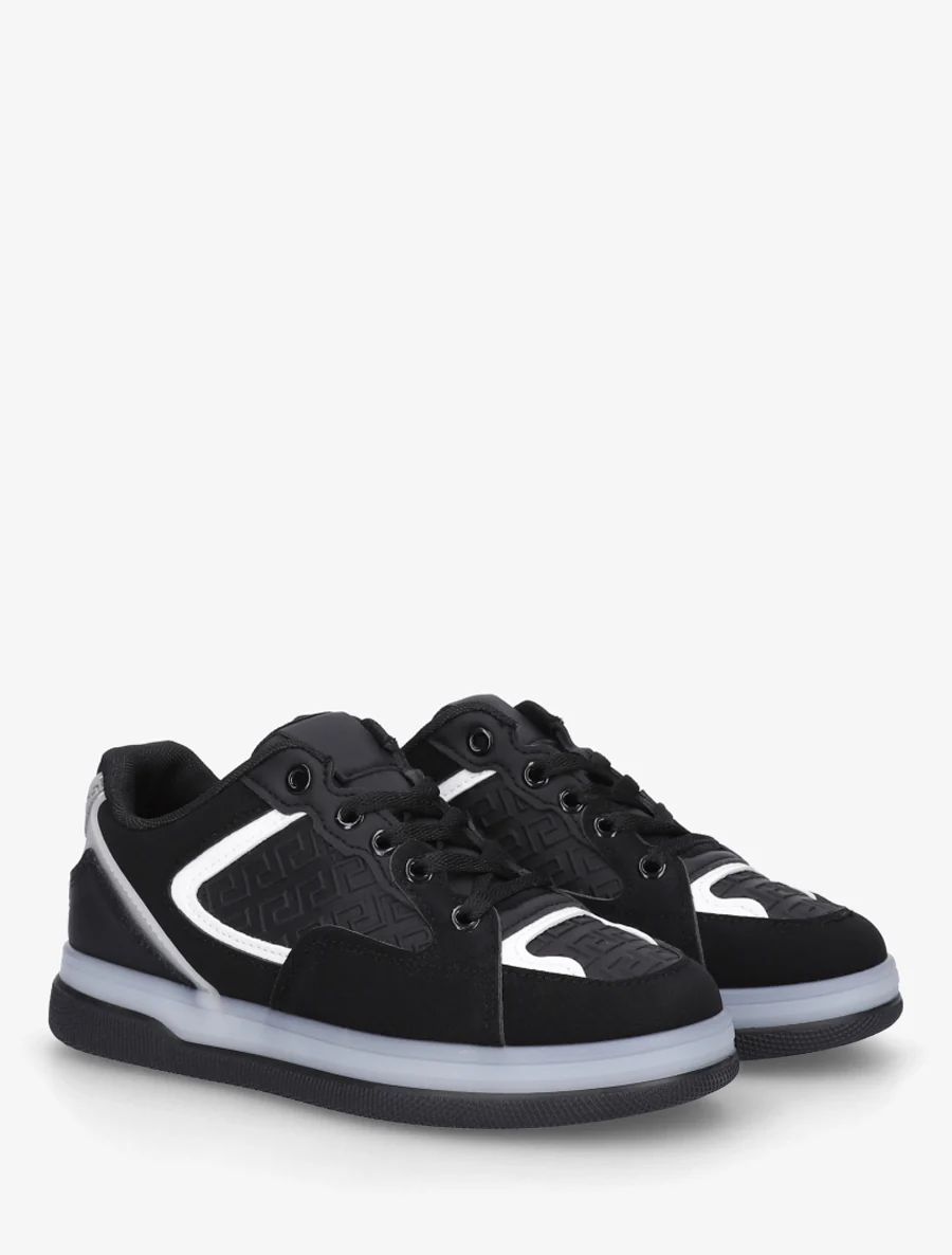 Platte sneakers met Grieks golfpatroon - Zwart - Image 4