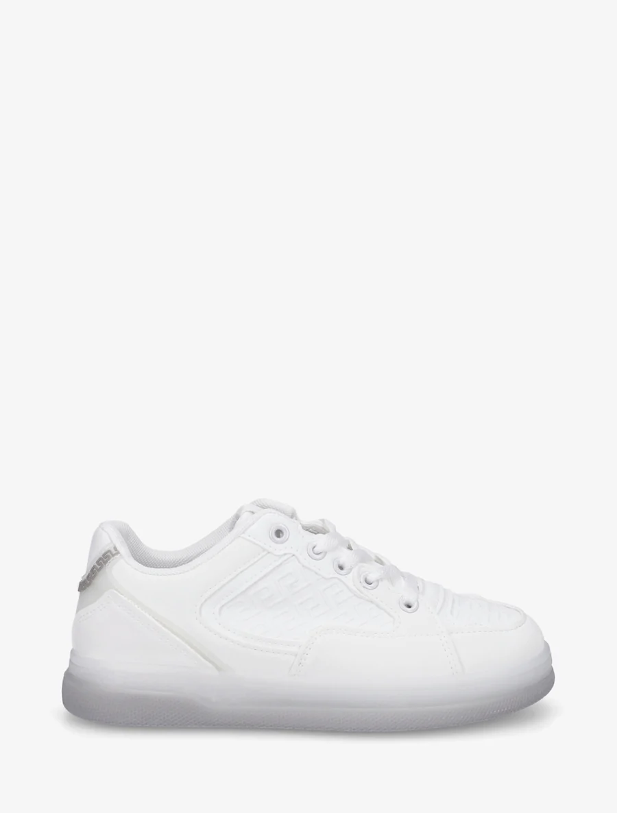 Platte sneakers met Grieks golfpatroon - Wit