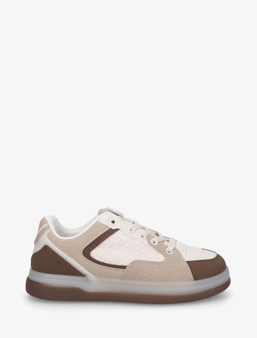 Platte sneakers met Grieks golfpatroon - Bruin