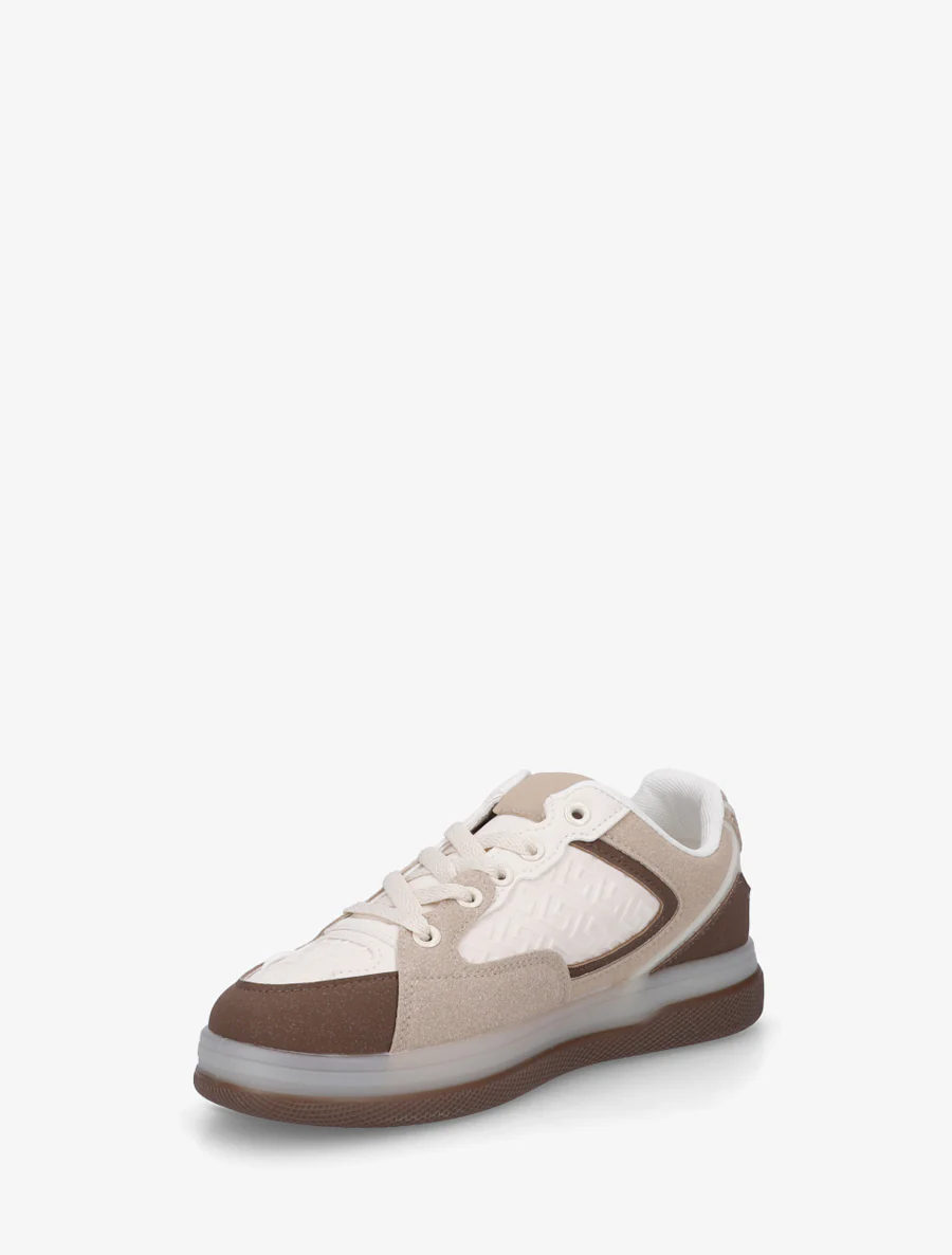 Platte sneakers met Grieks golfpatroon - Bruin - Image 3