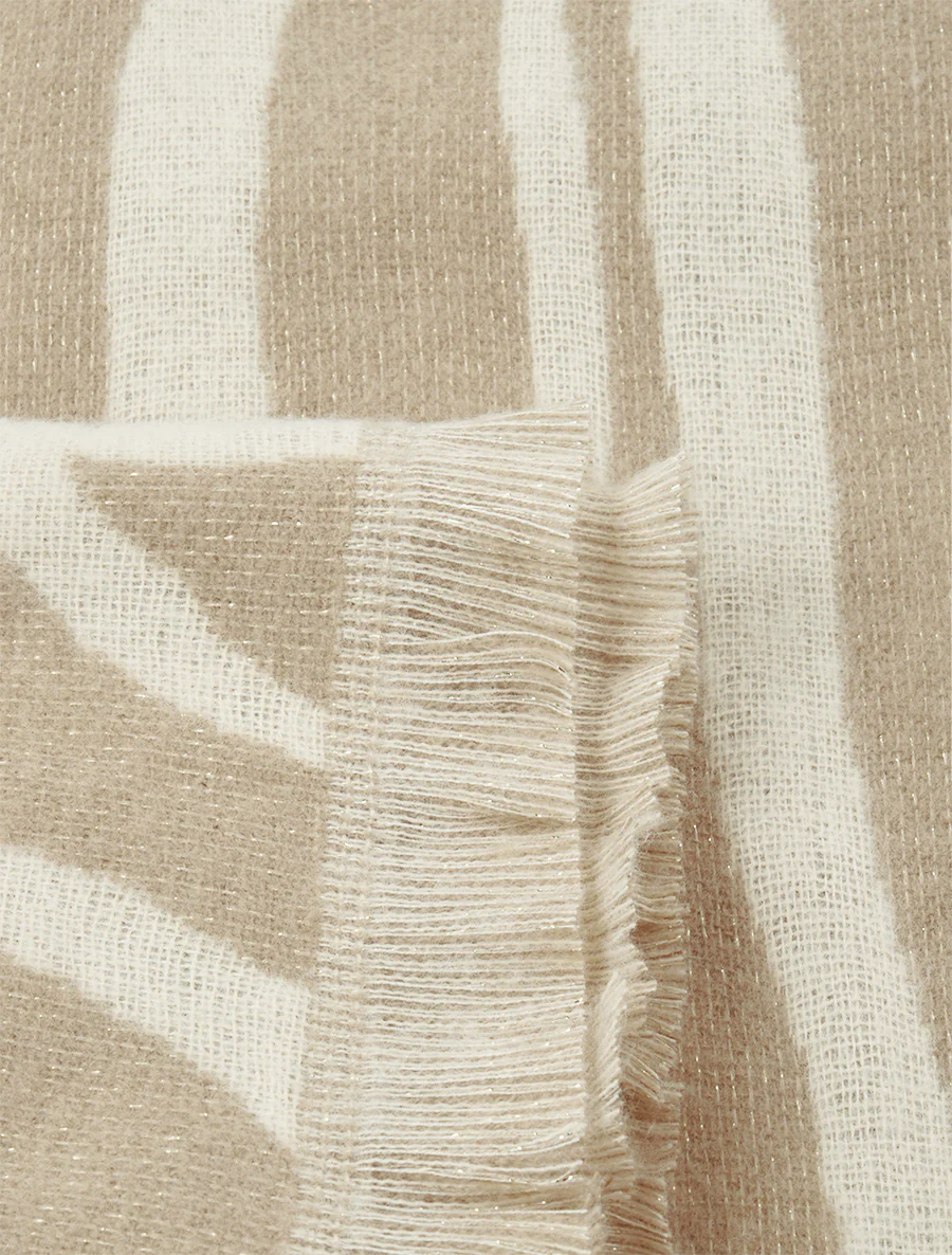 Pluizige sjaal met zebraprint - Beige - Image 3