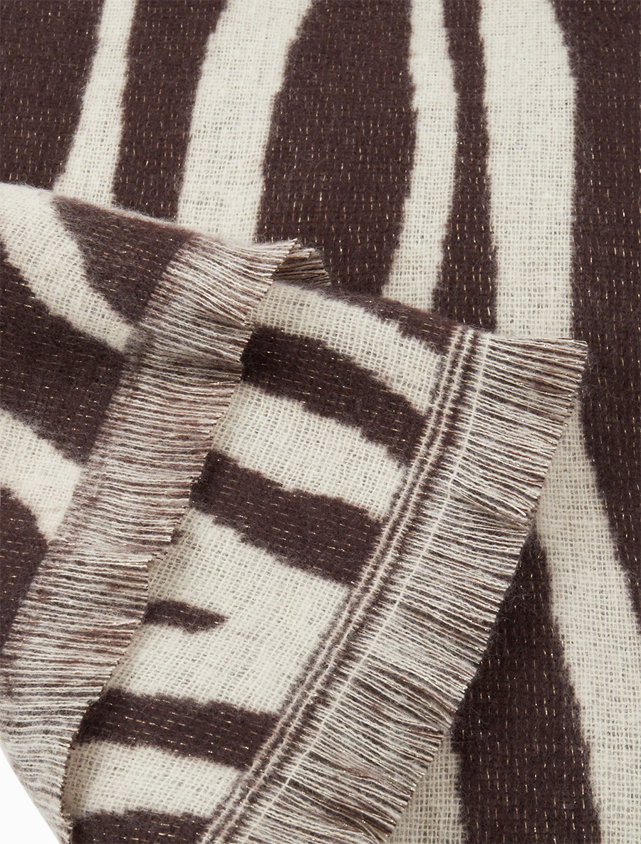Pluizige sjaal met zebraprint - Bruin - Image 3