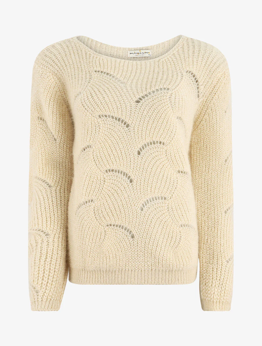 Pluizige uni trui - Beige