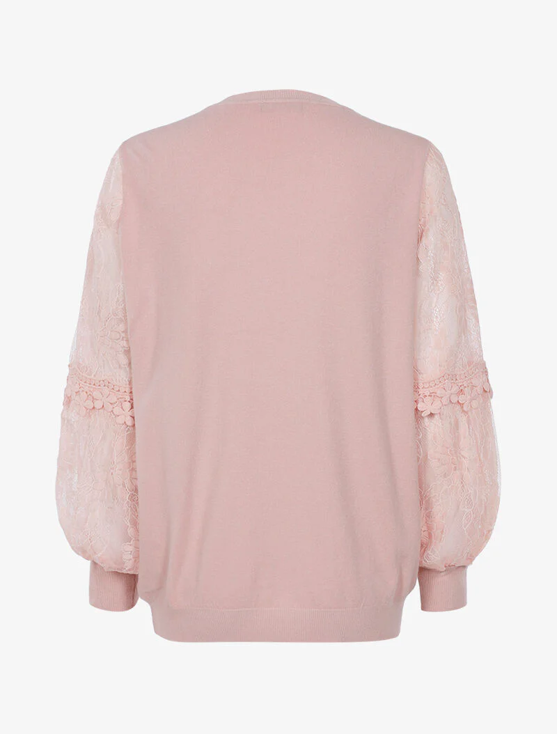 Trui met gestileerde pofmouwen - roze oranje - Image 3