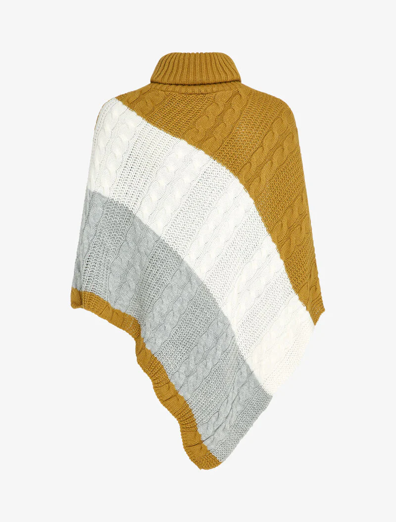 Asymmetrische poncho met gekleurde strepen - Mosterdgeel - Image 2