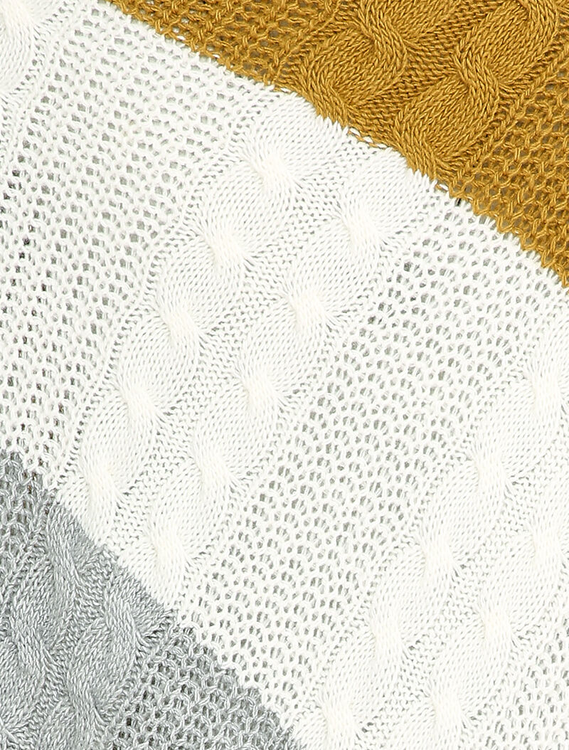 Asymmetrische poncho met gekleurde strepen - Mosterdgeel - Image 3