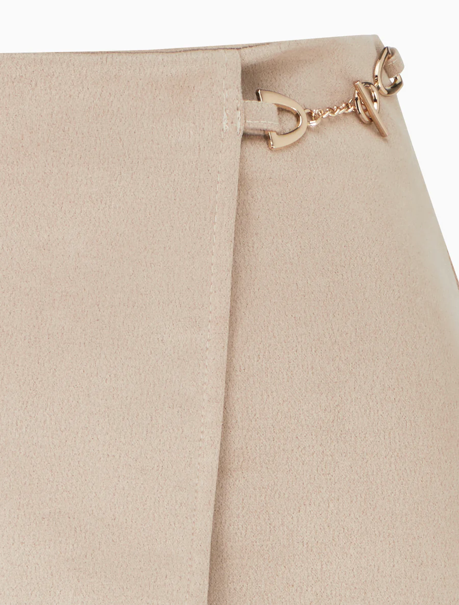 Portefeuille minirok van suèdine - Beige - Image 3
