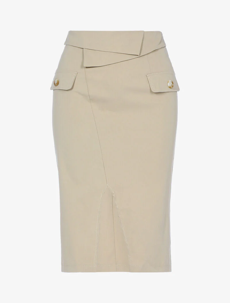 Potloodrok met inzetstuk taille - beige