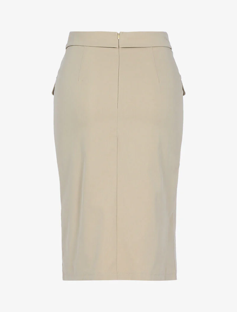 Potloodrok met inzetstuk taille - beige - Image 2