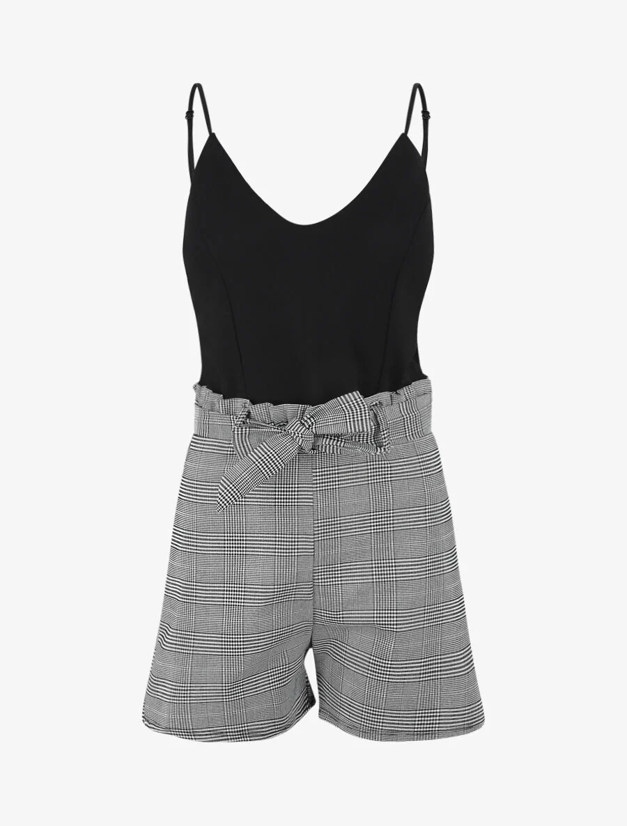 Prince of Wales geprinte combishort - zwart