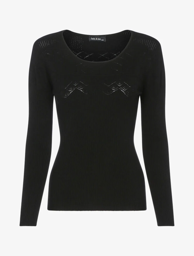 Trui met geometrische details - zwart