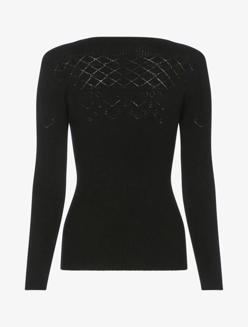 Trui met geometrische details - zwart - Image 2